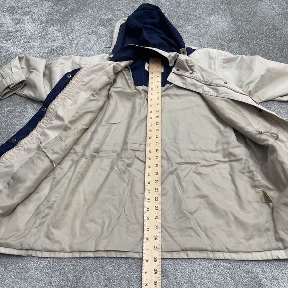 St. John's Bay Hoodie Long coat Jacket Womens Petite Medium Beige Button Casual - Picture 6 of 16